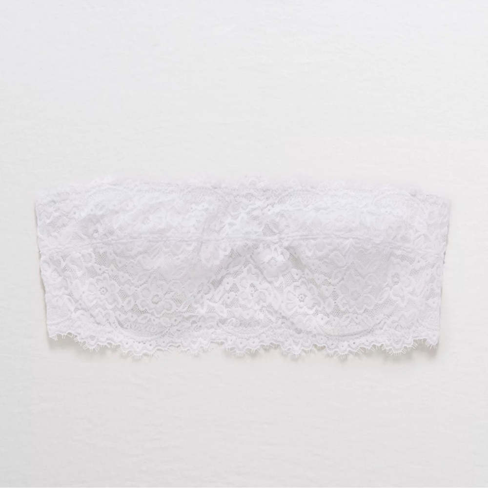 aerie White Lace Bandeau Bra lined wire - Picture 2 of 5